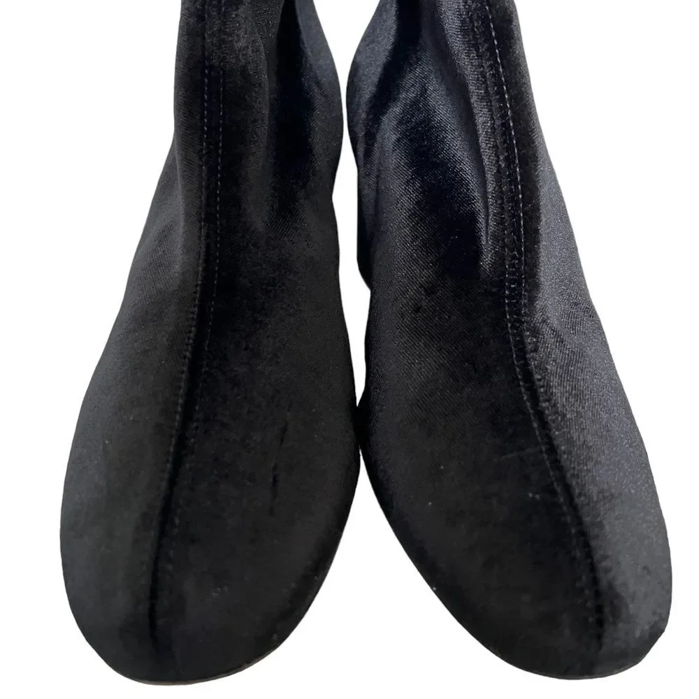 Free People Cecile Black Velvet Ankle Boots Size 11